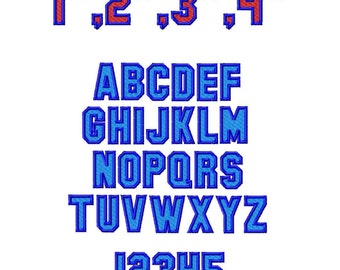 College Outline Machine Embroidery Font - Sizes 1",2",3",4" - BUY 2 get 1 FREE