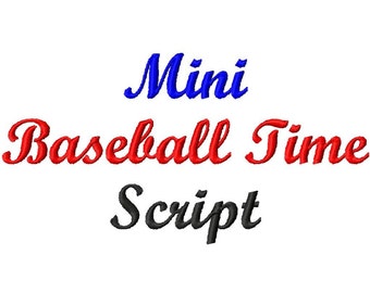 Mini Baseball Time Script - .5in. (half inch) - Machine Embroidery Font - BUY 2 get 1 FREE - Mini Fonts