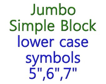 JUMBO Simple Block - Lower Case Letters - Machine Embroidery Font - Sizes 5",6",7" - BUY 2 get 1 FREE