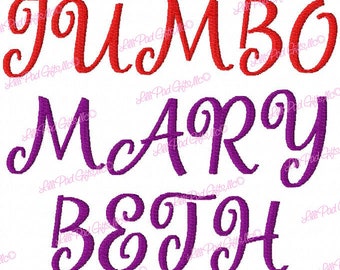 JUMBO Mary Beth - Upper Case & Numbers - Machine Embroidery Font - Sizes 5",6",7" and 5x7 Hoop - BUY 2 get 1 FREE
