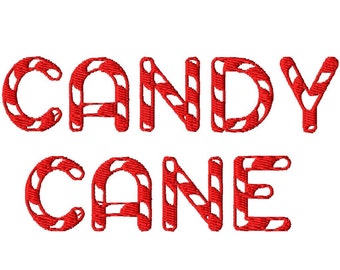 Candy Cane Machine Embroidery Font - Sizes 2",3",4" BUY 2 get 1 FREE