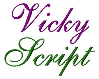 Vicky Script - Machine Embroidery Font - Sizes 1",2",3",4" BUY 2 get 1 FREE