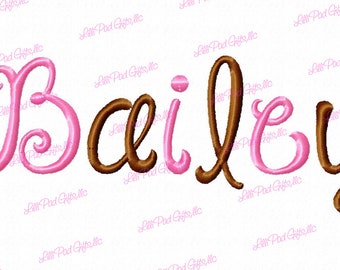 Bailey Machine Embroidery Font - BX - Sizes 1",2",3",4" BUY 2 get 1 FREE, Bailey embroidery font, curly font, lillipadgifts