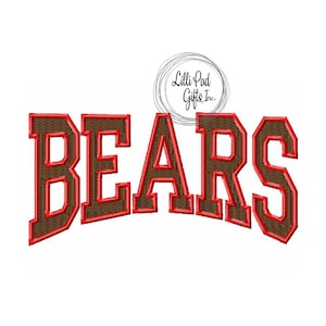 BEARS - College - Arched-Outline - Machine Embroidery Design - 9 Sizes, bears, team, bear, arched, embroidery design, instant download