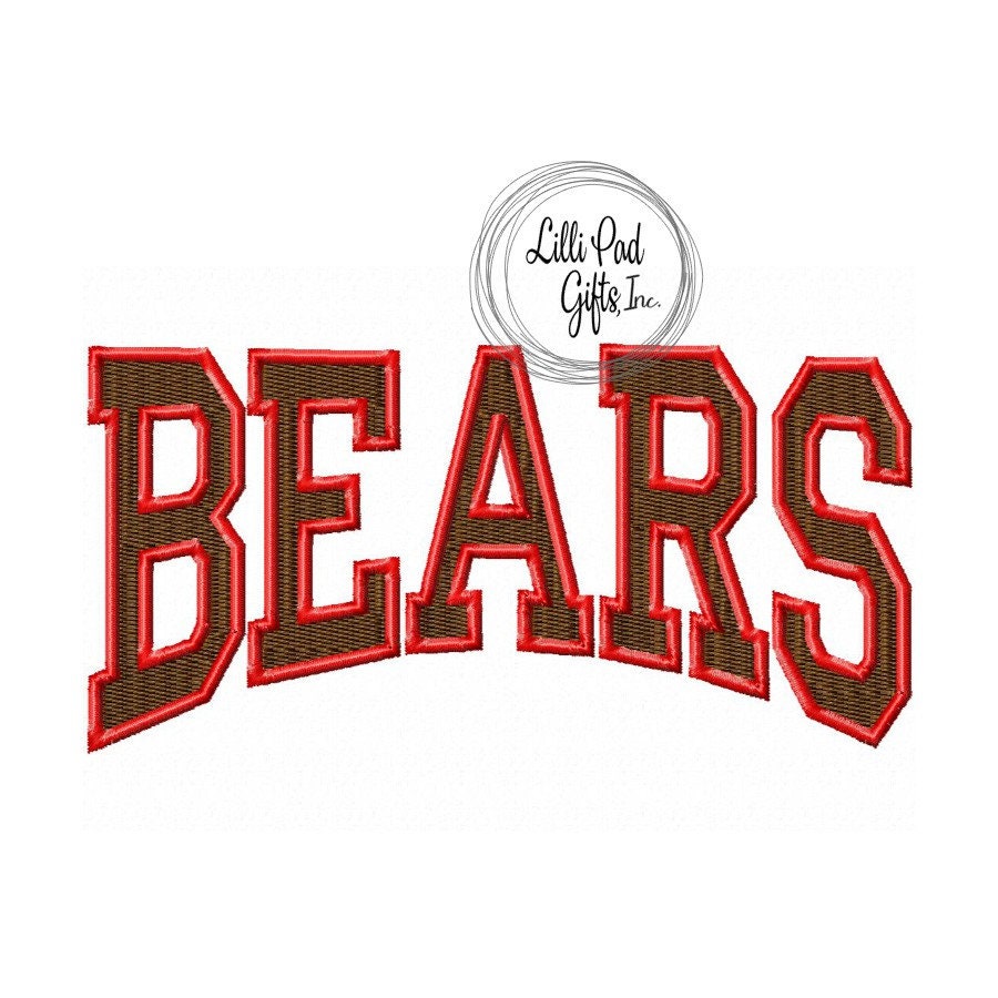 BEARS - College - Arched-Outline - Machine Embroidery Design - 9 Sizes, bears, team, bear, arched, embroidery design, instant download