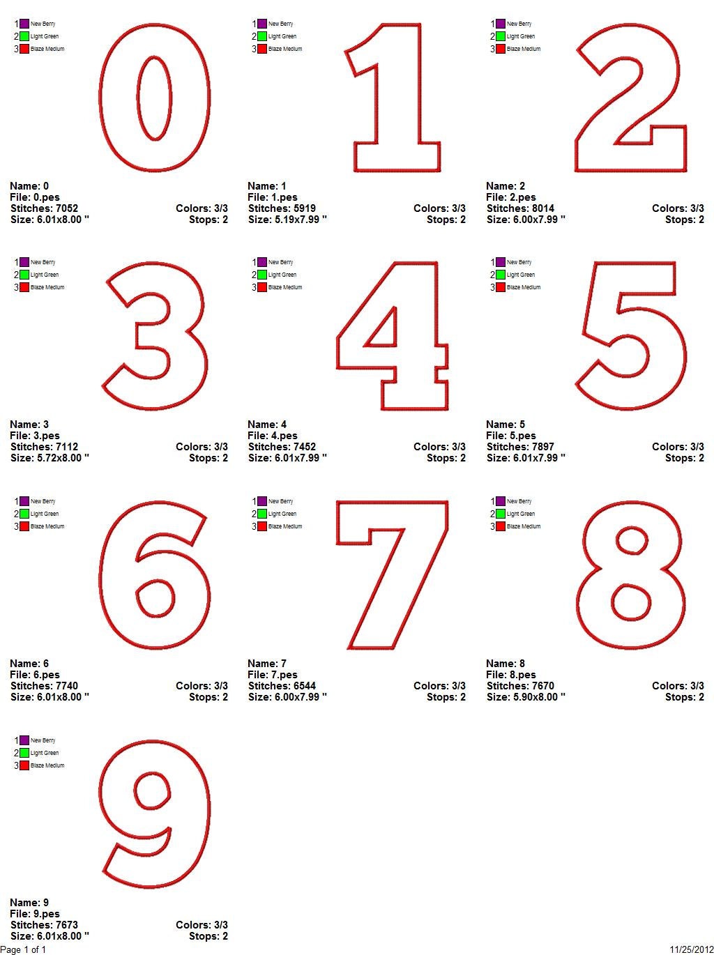 SUPER JUMBO Chunk Block APPLIQUE Number Set - Sizes 8