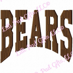 May include: Brown embroidered "BEARS" text with two brown paw prints on either side. The paw prints are a lighter shade of brown.