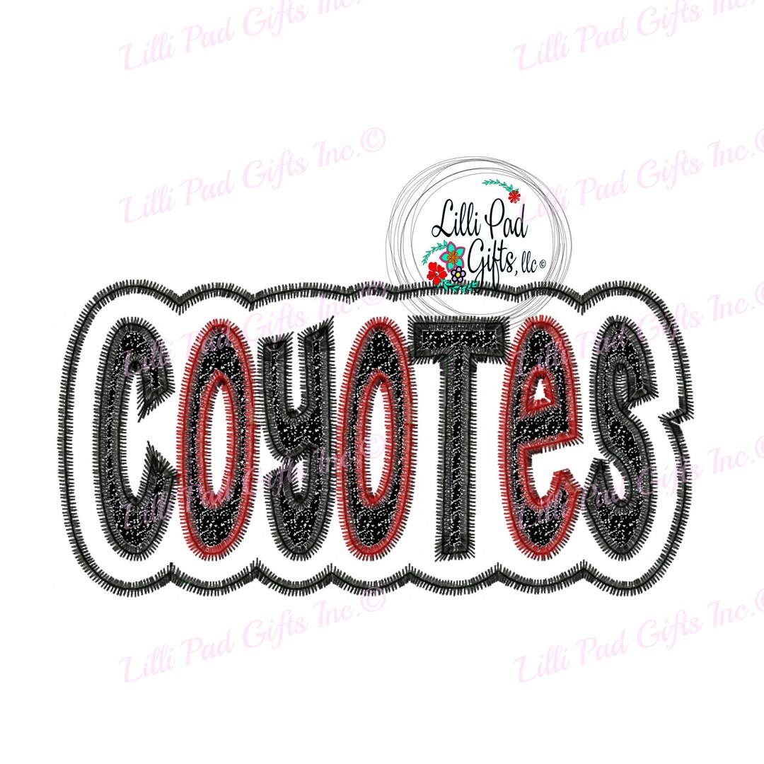 Coyotes Multi Color Appliquevintage double Applique 4 Sizes Machine