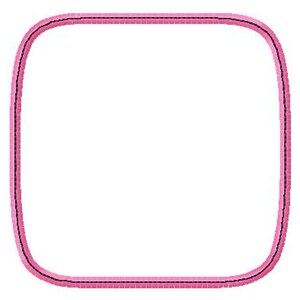 Puede incluir: Un marco cuadrado rosa con borde redondeado y contorno negro.