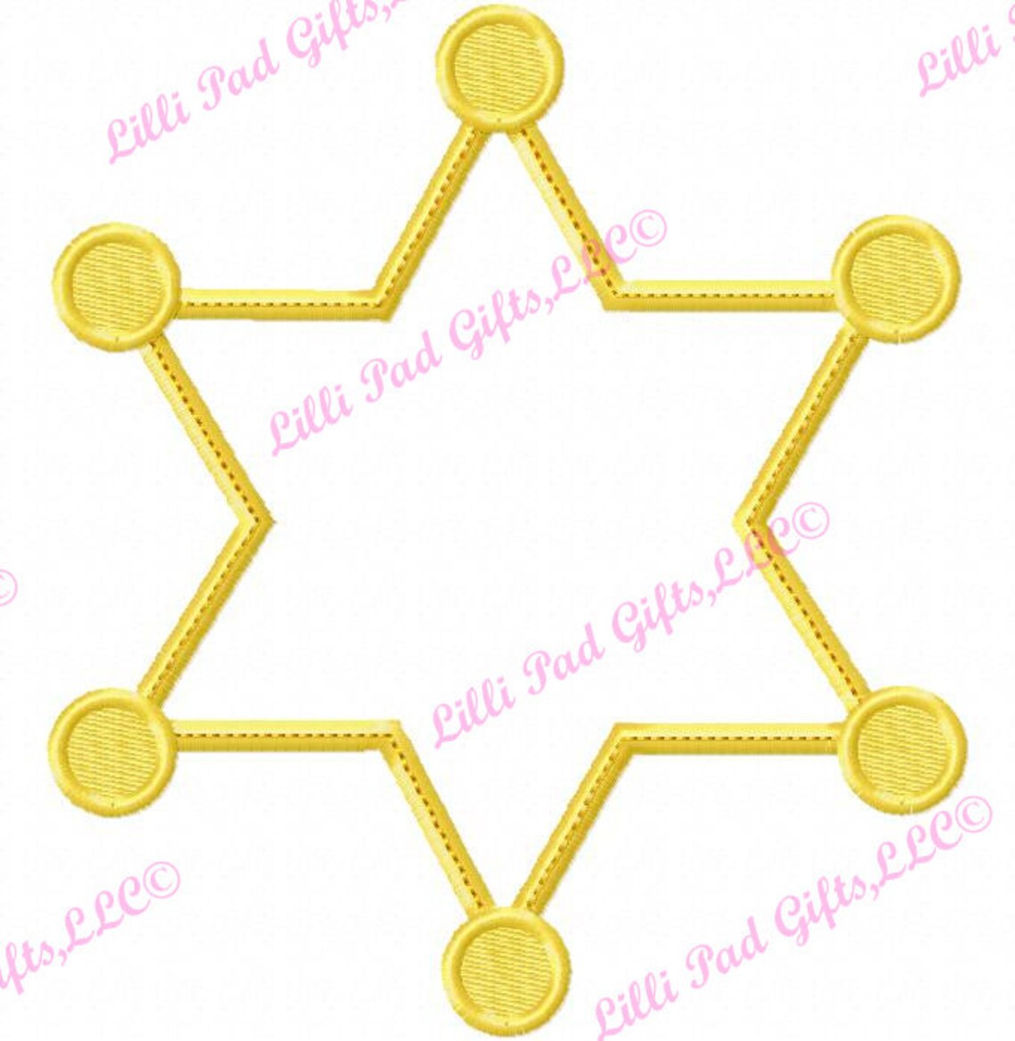 Sheriff Star Applique Machine Embroidery Design 11 Sizes Etsy