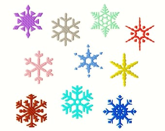 Snowflakes - Machine Embroidery - 10 different designs in 8 sizes from 1.5" to 5"