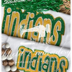 INDIANS - Multi-color Applique - 8 sizes - Machine Embroidery Design, Indians, Indian, Mascot, School Embroidery Applique Instant Download