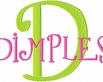 JUMBO Dimples Machine Embroidery Font - Sizes 5",6",7" and 5x7 Hoop Choice - BUY 2 get 1 FREE, jumbo embroidery font, large font, curly font