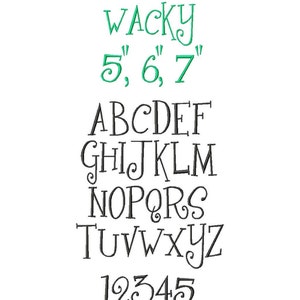 JUMBO Wacky Machine Embroidery Font - Sizes 5&quot;,6&quot;,7&quot; BUY 2 get 1 FREE