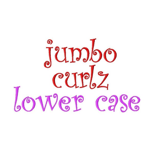 JUMBO Curlz - Lower Case Letters and Symbols - Machine Embroidery Font - Sizes 5",6",7" BUY 2 get 1 FREE