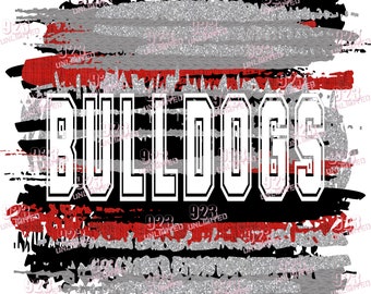 BULLDOGS- Red-Black-Gray-Silver - Sublimation Design - Instant Download - Bulldog Sublimation, Bulldogs 300dpiJPG & PNG Design Sublimation