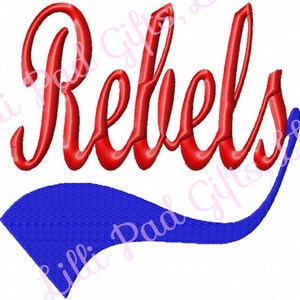 Baseball Swoosh - Rebels - Machine Embroidery Design - 9 Sizes - 2 types