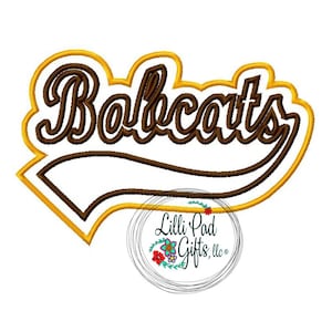 Bobcats-Swoosh-Double Applique - Machine Embroidery Design - 5 Sizes, applique, bobcat, bobcats, football, cat, instant download embroidery