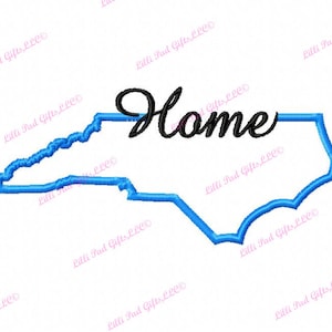 North Carolina - Home - 3 types of stitches - Machine Embroidery - 5 Sizes Each