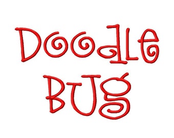 Doodle Bug Machine Embroidery Font - Sizes 1",2",3",4" BUY 2 get 1 FREE