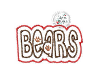 BEARS-Paw Prints-Zig Zag-Double Applique - 13 sizes - Machine Embroidery Design, Instant Download, Bears, Bear, embroidery applique