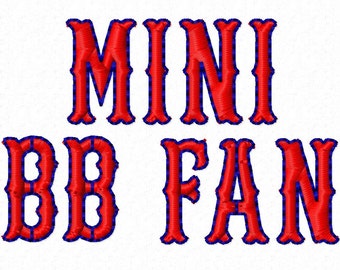 Mini BB Fan - Machine Embroidery Font - Sizes .5in. (half inch) BUY 2 get 1 FREE - Mini Fonts, mini baseball font, small embroidery font