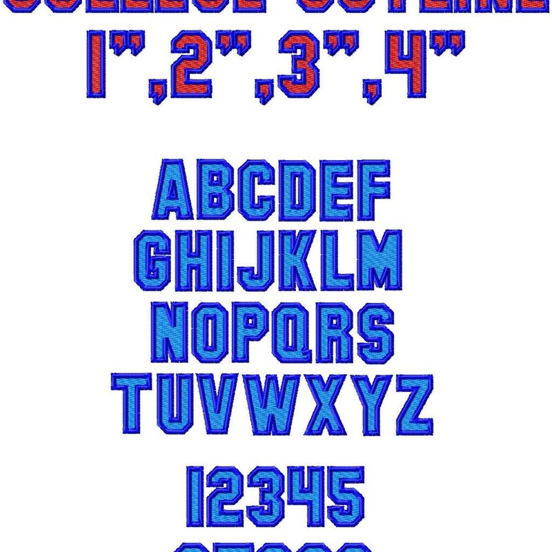 Athletic Block Embroidery Font - Etsy