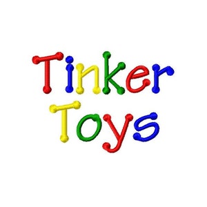 Tinker Toys 機械刺繍フォント - サイズ 1インチ、2インチ、3インチ、4インチ 2個購入で1個無料