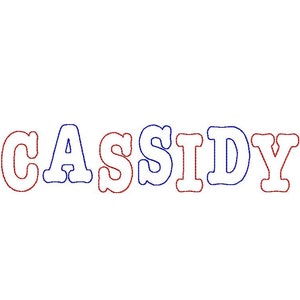 Mini Cassidy REVERSE Applique - UPPER CASE - Machine Embroidery Design - 7 sizes - 1",1.5",2",2.5",3",3.5",4"
