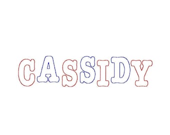 Mini Cassidy REVERSE Applique - UPPER CASE - Machine Embroidery Design - 7 sizes - 1",1.5",2",2.5",3",3.5",4"