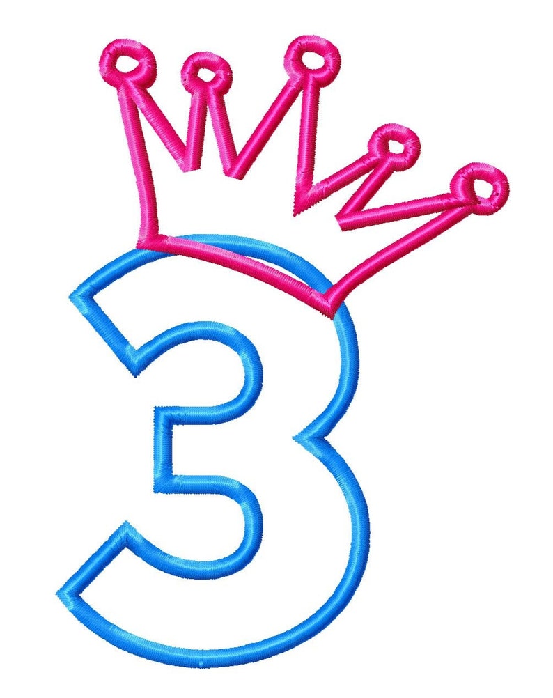 Princess Crown Birthday Numbers Applique Machine Embroidery Etsy