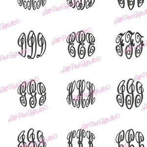 ABC Script Circle Monogram Font - BX - Sizes 4