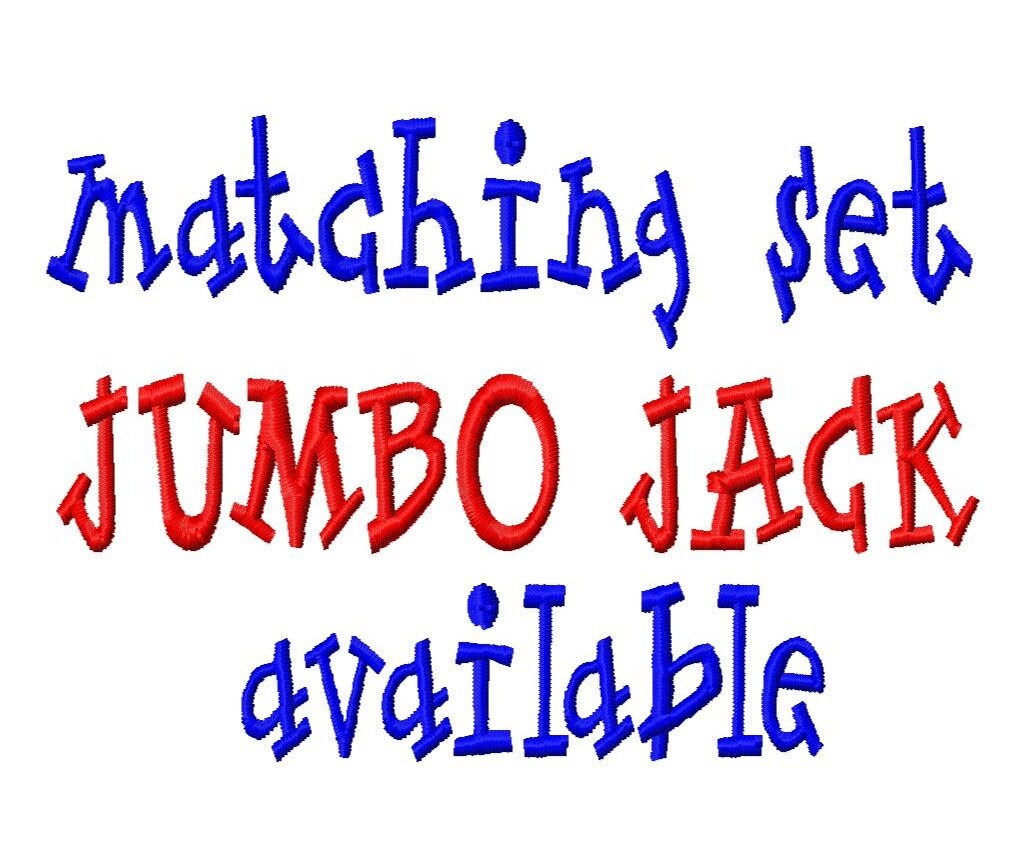 Jack Machine Embroidery Font - Sizes 1