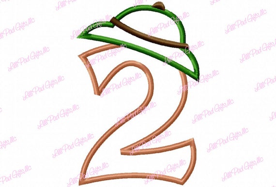 Zookeep Hat - 2 - Applique - Machine Embroidery Design - 9 sizes, zoo hat, animals, birthday number, 2, sun hat, zoo design instant download