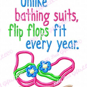 Flip Flops-Fit Every Year - Applique - Machine Embroidery Design - 5 sizes