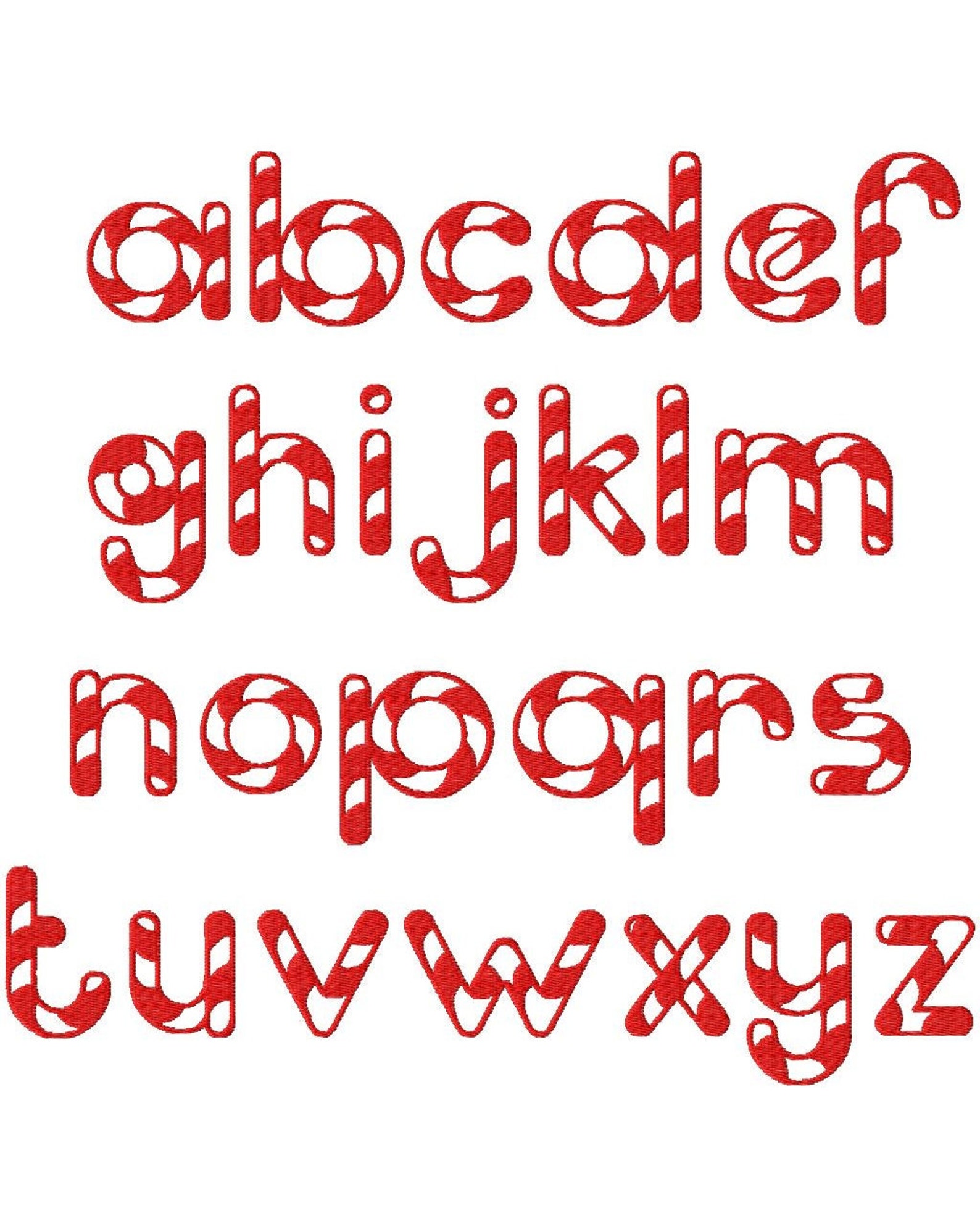 Candy Cane Machine Embroidery Font Sizes Etsy