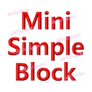 Mini Simple Block - Machine Embroidery Font - Sizes .5in. (half inch) BUY 2 get 1 FREE - Mini Fonts, block, embroidery font, lillipadgifts