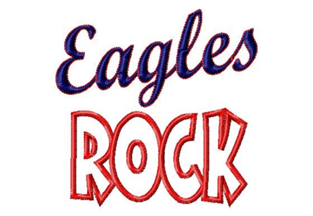 Eagles ROCK Applique Machine Embroidery Design 9 Sizes, Eagles, Rock