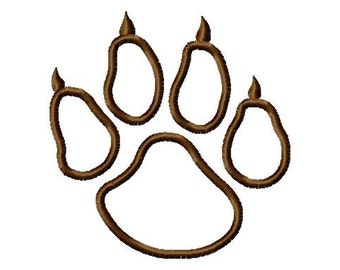 May include: A brown outline of a paw print with four toes.