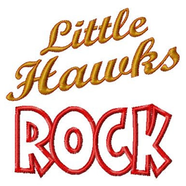 Little Hawks ROCK - Applique - Machine Embroidery Design - 8 sizes