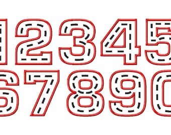 Racer Road Applique Numbers - Machine Embroidery Design - 4 Sizes