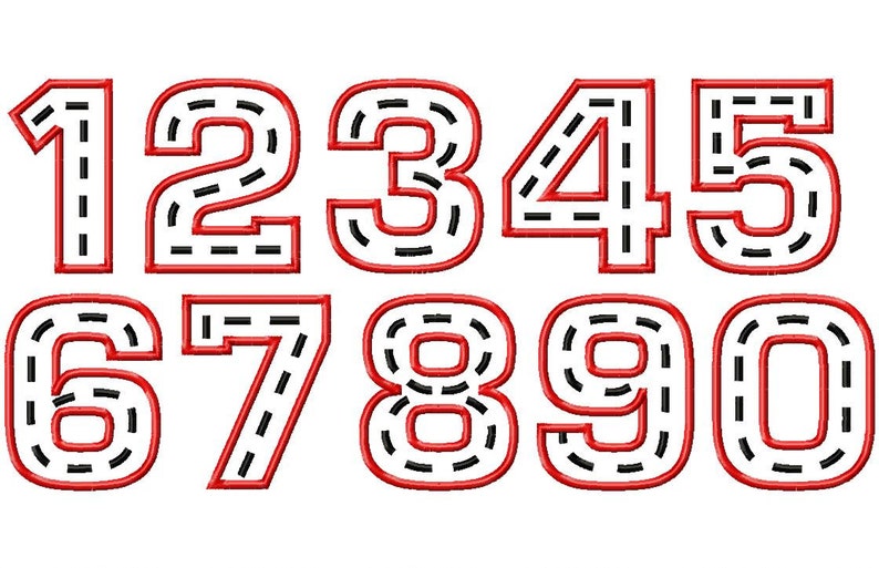 racer road applique numbers machine embroidery design 4 etsy