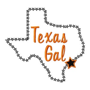 Texas Gal Texas Machine Embroidery Design 7 Sizes Outline and Applique image 1