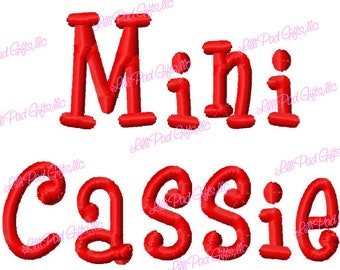 Mini Cassie .5in (half inch) BX - Machine Embroidery Font - BUY 2 get 1 FREE - Mini Fonts, round font, embroidery font, lillipadgifts