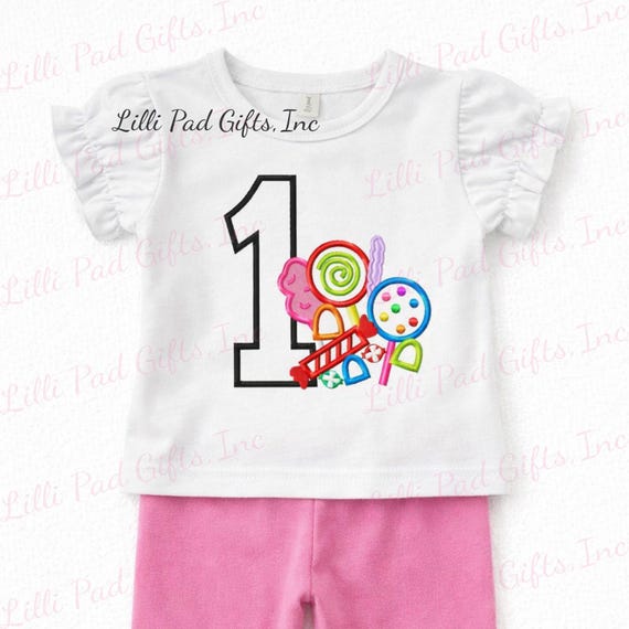 Candy Applique Number 1 - Machine Embroidery Design - 4 sizes, instant download, 1 candy applique embroidery design, high quality embroidery