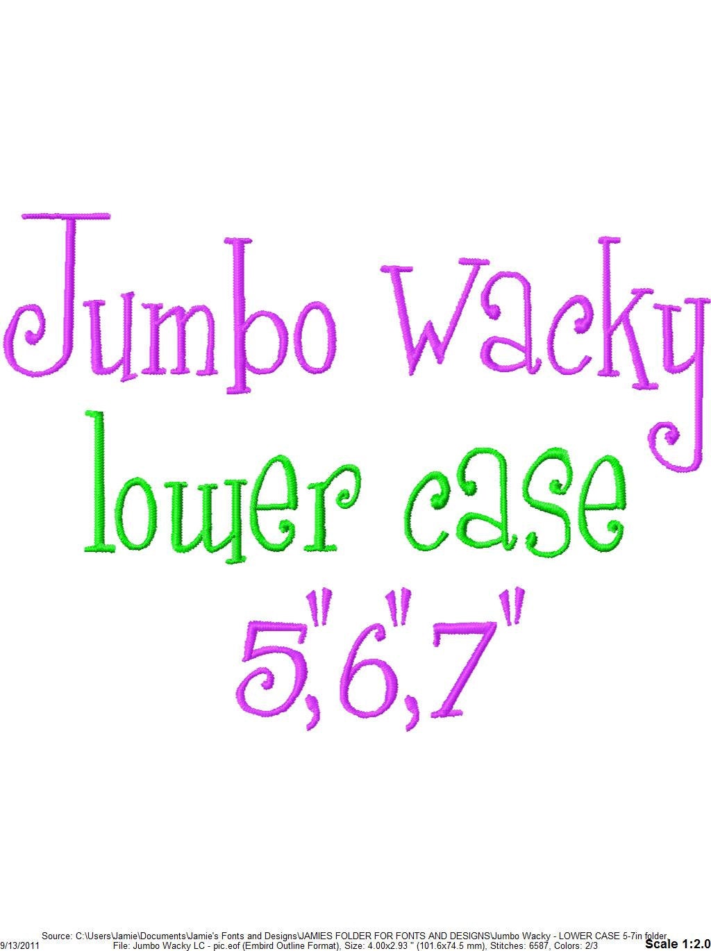 JUMBO Wacky - Lower Case Letters - Machine Embroidery Font - Sizes 5