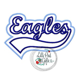 Eagles-Swoosh-Double Applique - Machine Embroidery Design - 5 Sizes, applique, eagle, eagles, football, bird, lillipadgifts