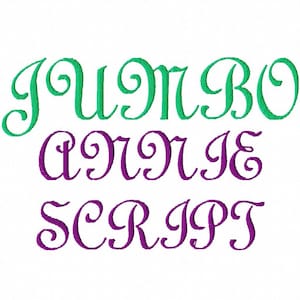 JUMBO Annie Script Machine Embroidery Font - Sizes 5&quot;,6&quot;,7&quot; BUY 2 get 1 FREE