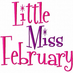 Little Miss Month Machine Embroidery Design 7 Sizes image 1