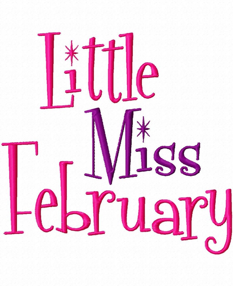 Little Miss Month Machine Embroidery Design 7 Sizes image 1